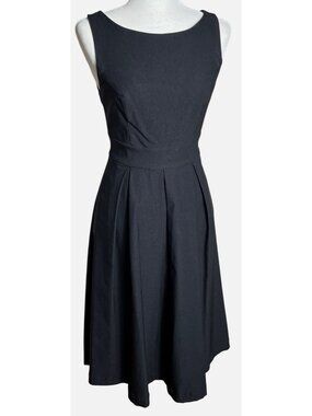 ModCloth Retro 50s Dress Black Fit Flare Midi Glam Night Out Wedding Pocket Wm S